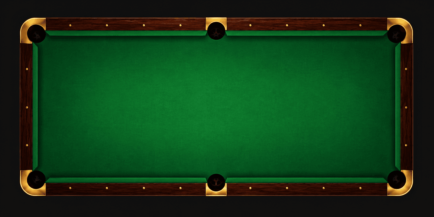 Yeşil çuhalı 8 top bilardo masası üstten görünüm
